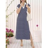 image:imageANRABESS Womens Summer Casual Midi Dresses Short Sleeve Polo V Neck Loose Split WrinkleFree Beach Vacation Tshirt Maxi DressNavy Blue White Stripe