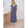 image:imageANRABESS Womens Summer Casual Midi Dresses Short Sleeve Polo V Neck Loose Split WrinkleFree Beach Vacation Tshirt Maxi DressNavy Blue White Stripe
