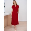 image:imageANRABESS Womens Summer Casual Midi Dresses Short Sleeve Polo V Neck Loose Split WrinkleFree Beach Vacation Tshirt Maxi DressRed