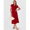 image:imageANRABESS Womens Summer Casual Midi Dresses Short Sleeve Polo V Neck Loose Split WrinkleFree Beach Vacation Tshirt Maxi DressRed