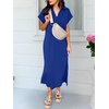 image:imageANRABESS Womens Summer Casual Midi Dresses Short Sleeve Polo V Neck Loose Split WrinkleFree Beach Vacation Tshirt Maxi DressRoyal Blue