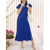 image:imageANRABESS Womens Summer Casual Midi Dresses Short Sleeve Polo V Neck Loose Split WrinkleFree Beach Vacation Tshirt Maxi DressRoyal Blue