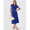 image:imageANRABESS Womens Summer Casual Midi Dresses Short Sleeve Polo V Neck Loose Split WrinkleFree Beach Vacation Tshirt Maxi DressRoyal Blue