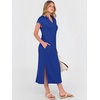 image:imageANRABESS Womens Summer Casual Midi Dresses Short Sleeve Polo V Neck Loose Split WrinkleFree Beach Vacation Tshirt Maxi DressRoyal Blue