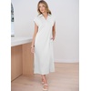 image:imageANRABESS Womens Summer Casual Midi Dresses Short Sleeve Polo V Neck Loose Split WrinkleFree Beach Vacation Tshirt Maxi DressWhite