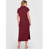 image:imageANRABESS Womens Summer Casual Midi Dresses Short Sleeve Polo V Neck Loose Split WrinkleFree Beach Vacation Tshirt Maxi DressWine Red