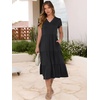 image:imageANRABESS Womens Summer Casual Short Sleeve V Neck Midi Dresses 2026 Spring Flowy Aline Tiered T Shirts Boho Beach DressBlack