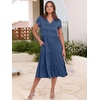 image:imageANRABESS Womens Summer Casual Short Sleeve V Neck Midi Dresses 2026 Spring Flowy Aline Tiered T Shirts Boho Beach DressBlue