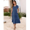 image:imageANRABESS Womens Summer Casual Short Sleeve V Neck Midi Dresses 2026 Spring Flowy Aline Tiered T Shirts Boho Beach DressBlue