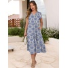 image:imageANRABESS Womens Summer Casual Short Sleeve V Neck Midi Dresses 2026 Spring Flowy Aline Tiered T Shirts Boho Beach DressBlue Khaki Floral