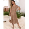 image:imageANRABESS Womens Summer Casual Short Sleeve V Neck Midi Dresses 2026 Spring Flowy Aline Tiered T Shirts Boho Beach DressBrown Beige