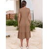 image:imageANRABESS Womens Summer Casual Short Sleeve V Neck Midi Dresses 2026 Spring Flowy Aline Tiered T Shirts Boho Beach DressBrown Beige