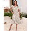 image:imageANRABESS Womens Summer Casual Short Sleeve V Neck Midi Dresses 2026 Spring Flowy Aline Tiered T Shirts Boho Beach DressColorful Pink Floral