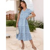 image:imageANRABESS Womens Summer Casual Short Sleeve V Neck Midi Dresses 2026 Spring Flowy Aline Tiered T Shirts Boho Beach DressFloral Blue