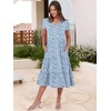 image:imageANRABESS Womens Summer Casual Short Sleeve V Neck Midi Dresses 2026 Spring Flowy Aline Tiered T Shirts Boho Beach DressFloral Blue