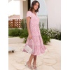 image:imageANRABESS Womens Summer Casual Short Sleeve V Neck Midi Dresses 2026 Spring Flowy Aline Tiered T Shirts Boho Beach DressFloral Pink