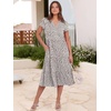 image:imageANRABESS Womens Summer Casual Short Sleeve V Neck Midi Dresses 2026 Spring Flowy Aline Tiered T Shirts Boho Beach DressGray With White Spots Polka Dot
