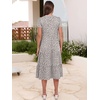 image:imageANRABESS Womens Summer Casual Short Sleeve V Neck Midi Dresses 2026 Spring Flowy Aline Tiered T Shirts Boho Beach DressGray With White Spots Polka Dot