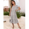 image:imageANRABESS Womens Summer Casual Short Sleeve V Neck Midi Dresses 2026 Spring Flowy Aline Tiered T Shirts Boho Beach DressGray With White Spots Polka Dot