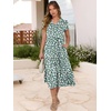 image:imageANRABESS Womens Summer Casual Short Sleeve V Neck Midi Dresses 2026 Spring Flowy Aline Tiered T Shirts Boho Beach DressGreen Beige Floral