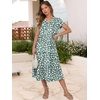 image:imageANRABESS Womens Summer Casual Short Sleeve V Neck Midi Dresses 2026 Spring Flowy Aline Tiered T Shirts Boho Beach DressGreen Beige Floral