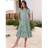 image:imageANRABESS Womens Summer Casual Short Sleeve V Neck Midi Dresses 2026 Spring Flowy Aline Tiered T Shirts Boho Beach DressGreen Beige Floral