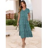 image:imageANRABESS Womens Summer Casual Short Sleeve V Neck Midi Dresses 2026 Spring Flowy Aline Tiered T Shirts Boho Beach DressGreen Blue Floral