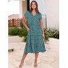 image:imageANRABESS Womens Summer Casual Short Sleeve V Neck Midi Dresses 2026 Spring Flowy Aline Tiered T Shirts Boho Beach DressGreen Blue Floral