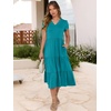 image:imageANRABESS Womens Summer Casual Short Sleeve V Neck Midi Dresses 2026 Spring Flowy Aline Tiered T Shirts Boho Beach DressLake Green