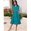 image:imageANRABESS Womens Summer Casual Short Sleeve V Neck Midi Dresses 2026 Spring Flowy Aline Tiered T Shirts Boho Beach DressLake Green