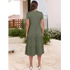 image:imageANRABESS Womens Summer Casual Short Sleeve V Neck Midi Dresses 2026 Spring Flowy Aline Tiered T Shirts Boho Beach DressOlive Green