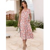 image:imageANRABESS Womens Summer Casual Short Sleeve V Neck Midi Dresses 2026 Spring Flowy Aline Tiered T Shirts Boho Beach DressPeach Floral