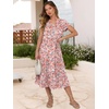 image:imageANRABESS Womens Summer Casual Short Sleeve V Neck Midi Dresses 2026 Spring Flowy Aline Tiered T Shirts Boho Beach DressPeach Floral