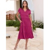image:imageANRABESS Womens Summer Casual Short Sleeve V Neck Midi Dresses 2026 Spring Flowy Aline Tiered T Shirts Boho Beach DressRose