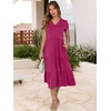 image:imageANRABESS Womens Summer Casual Short Sleeve V Neck Midi Dresses 2026 Spring Flowy Aline Tiered T Shirts Boho Beach DressRose