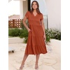 image:imageANRABESS Womens Summer Casual Short Sleeve V Neck Midi Dresses 2026 Spring Flowy Aline Tiered T Shirts Boho Beach DressRust Red