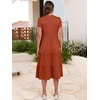image:imageANRABESS Womens Summer Casual Short Sleeve V Neck Midi Dresses 2026 Spring Flowy Aline Tiered T Shirts Boho Beach DressRust Red