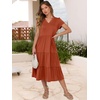image:imageANRABESS Womens Summer Casual Short Sleeve V Neck Midi Dresses 2026 Spring Flowy Aline Tiered T Shirts Boho Beach DressRust Red
