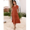 image:imageANRABESS Womens Summer Casual Short Sleeve V Neck Midi Dresses 2026 Spring Flowy Aline Tiered T Shirts Boho Beach DressRust Red