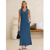 image:imageANRABESS Womens Summer Casual V Neck Sleeveless Tank Maxi Dress Split WrinkleFree Beach Vacation Sundress Cruise OutfitsDeep Blue