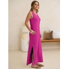 image:imageANRABESS Womens Summer Casual V Neck Sleeveless Tank Maxi Dress Split WrinkleFree Beach Vacation Sundress Cruise OutfitsHot Pink