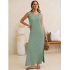 image:imageANRABESS Womens Summer Casual V Neck Sleeveless Tank Maxi Dress Split WrinkleFree Beach Vacation Sundress Cruise OutfitsLight Green