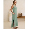 image:imageANRABESS Womens Summer Casual V Neck Sleeveless Tank Maxi Dress Split WrinkleFree Beach Vacation Sundress Cruise OutfitsLight Green