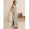 image:imageANRABESS Womens Summer Casual V Neck Sleeveless Tank Maxi Dress Split WrinkleFree Beach Vacation Sundress Cruise OutfitsLight Khaki