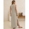 image:imageANRABESS Womens Summer Casual V Neck Sleeveless Tank Maxi Dress Split WrinkleFree Beach Vacation Sundress Cruise OutfitsLight Khaki