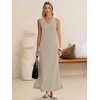 image:imageANRABESS Womens Summer Casual V Neck Sleeveless Tank Maxi Dress Split WrinkleFree Beach Vacation Sundress Cruise OutfitsLight Khaki