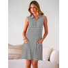 image:imageANRABESS Womens Summer Dresses Casual Sleeveless Ribbed Half Zip Polo Collar Tshirt Dress 2026 Spring Tunics Short SundressBlack White Stripe
