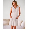 image:imageANRABESS Womens Summer Dresses Casual Sleeveless Ribbed Half Zip Polo Collar Tshirt Dress 2026 Spring Tunics Short SundressPink White Stripe