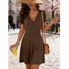 image:imageANRABESS Womens Summer Dresses Short Sleeve Wrap V Neck ALine Floral Mini Dress Causal Flowy Boho Beach Vacation Sundress Coffee M