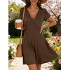 image:imageANRABESS Womens Summer Dresses Short Sleeve Wrap V Neck ALine Floral Mini Dress Causal Flowy Boho Beach Vacation Sundress Coffee M